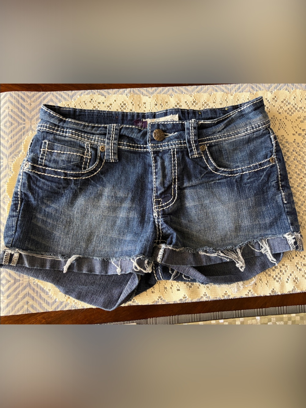 Vigold brand Denim Cutoff Shorts in Medium Blue